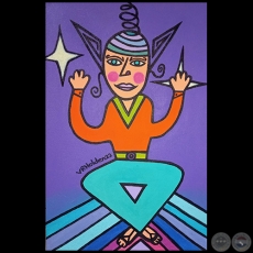 Tocando las estrellas - Pintura de Virginia Rojas Holden - Año 2022